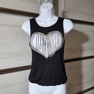Trendy Trends Black Heart Cutout Tank Top Y2K Grunge Scene Youth Large RK 308